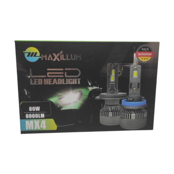 Σετ 2τμχ LED Λάμπες Αυτοκινήτου H7 Led Headlight 80W 6000K Maxillum MX4-H7