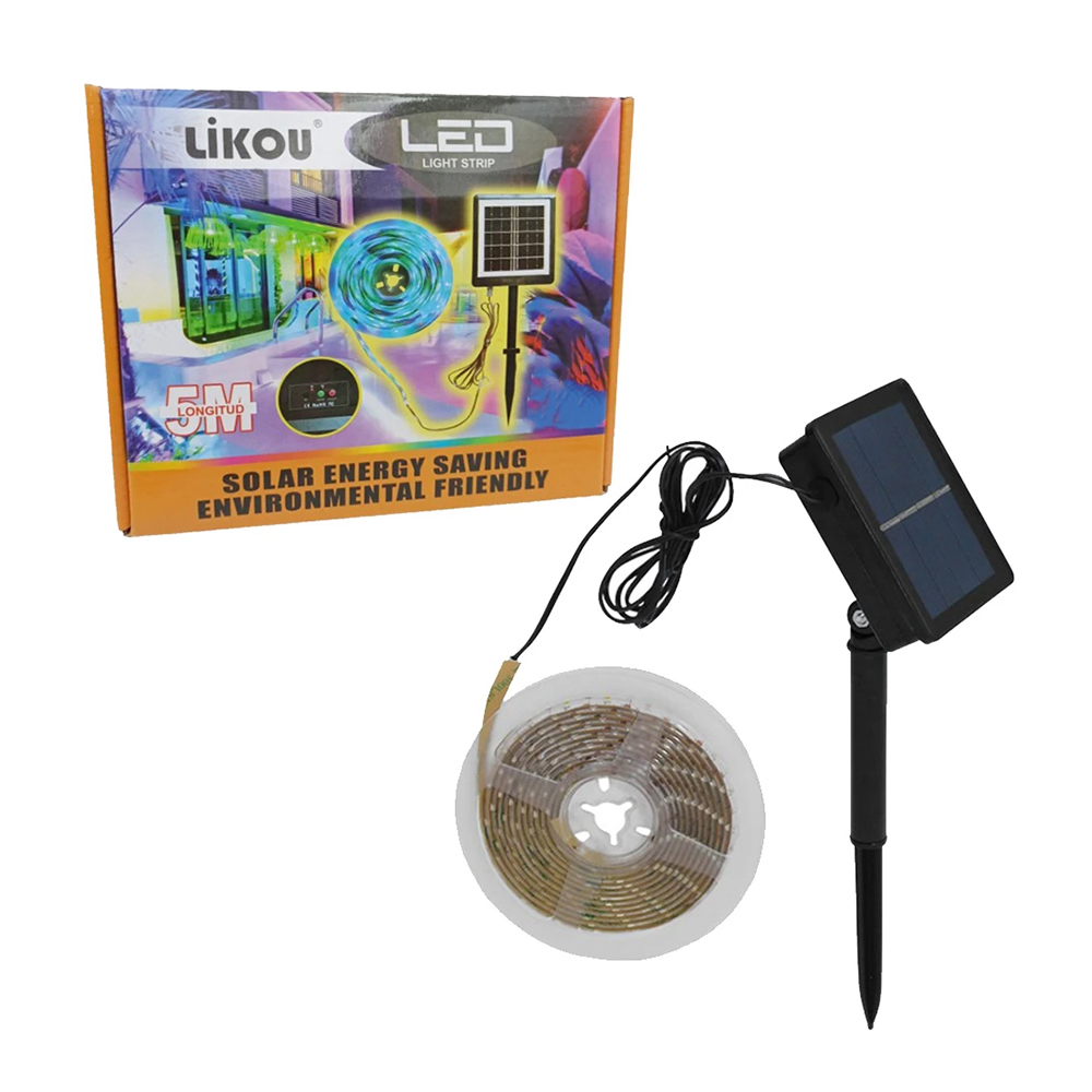 Αδιάβροχη Πολύχρωμη Ταινία LED 5m RGB με Ηλιακό Πάνελ 50030 OEM