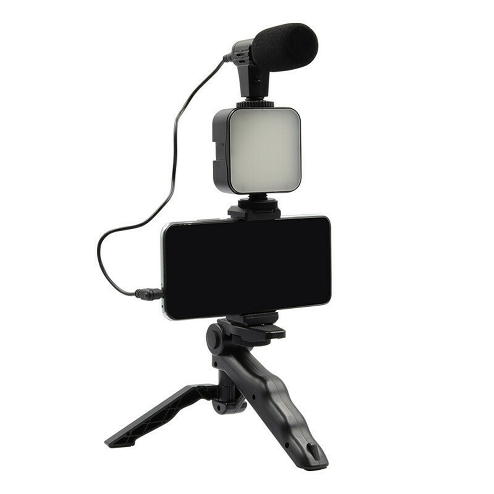 Live Streaming Set Τρίποδο Κινητού Stand, Φωτισμός LED και Μικρόφωνο AY-49 Μαύρο OEM