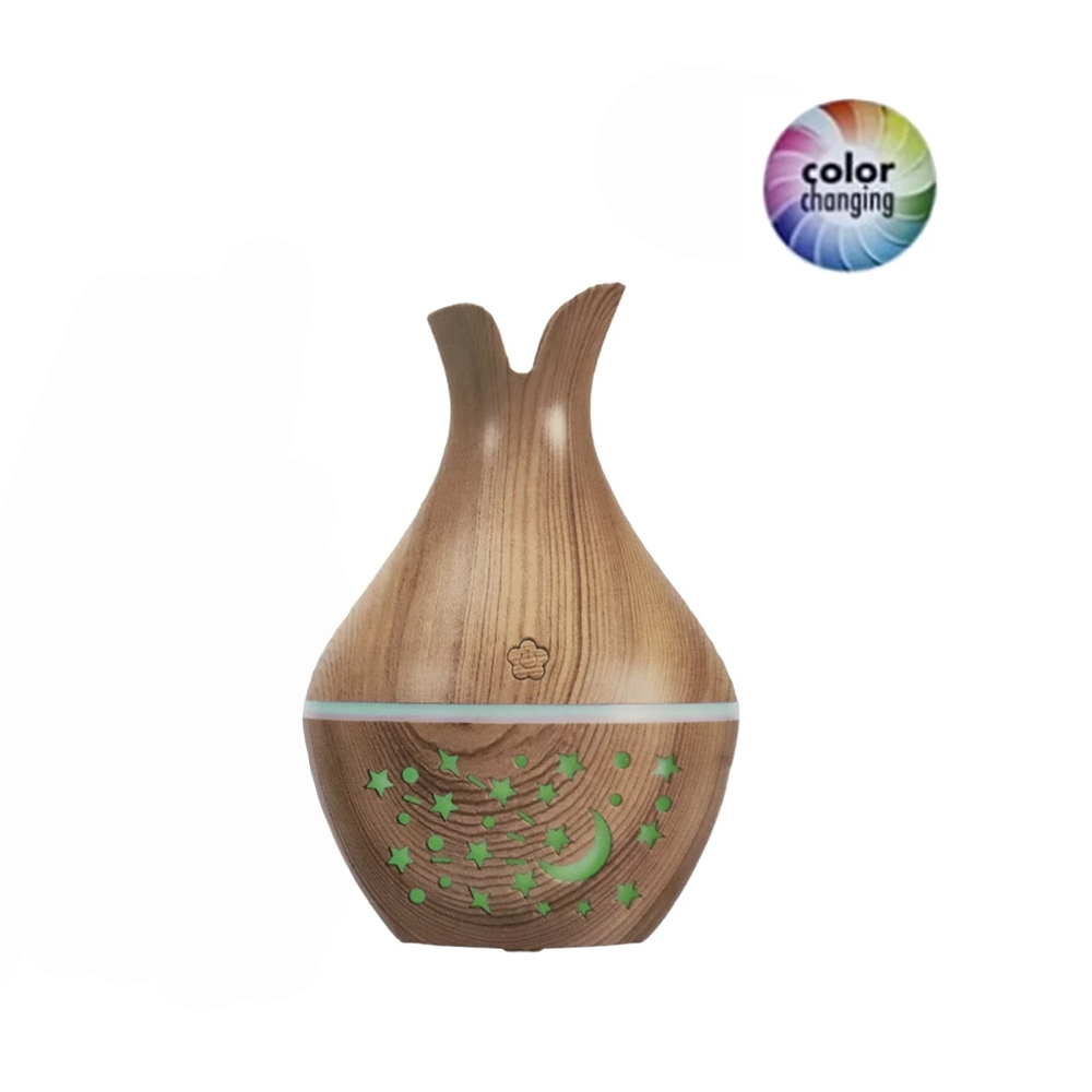 Συσκευή για Αρωματοθεραπεία Mini USB Humidifer RGB LED 300ml Απομίμηση Ξύλου AJ-21003